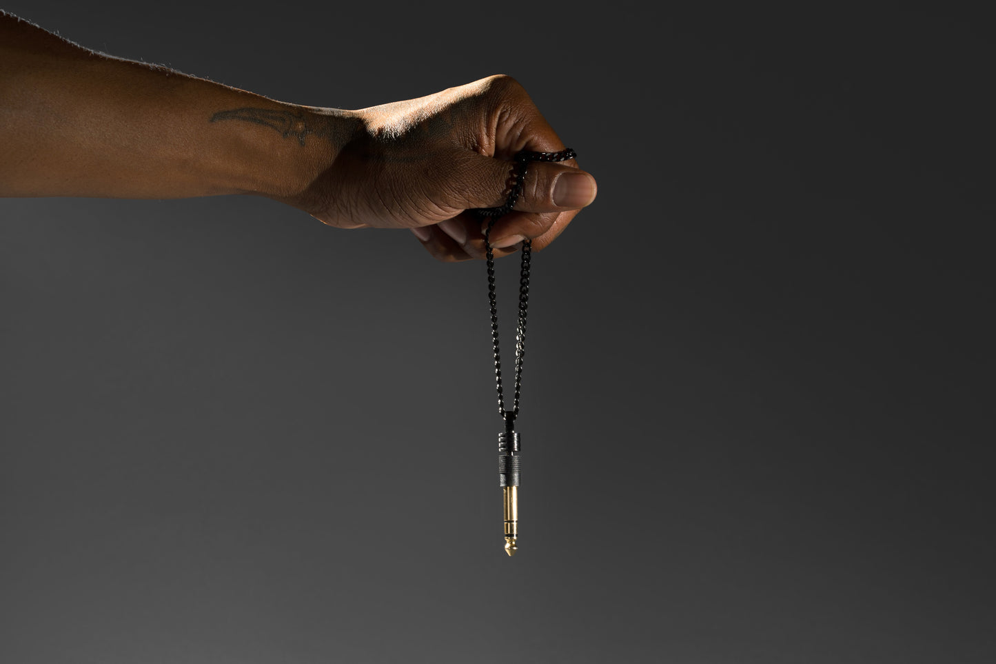 BLACK DJ Necklace with Functioning 1/4" Aux Adapter (Stainless Steel)