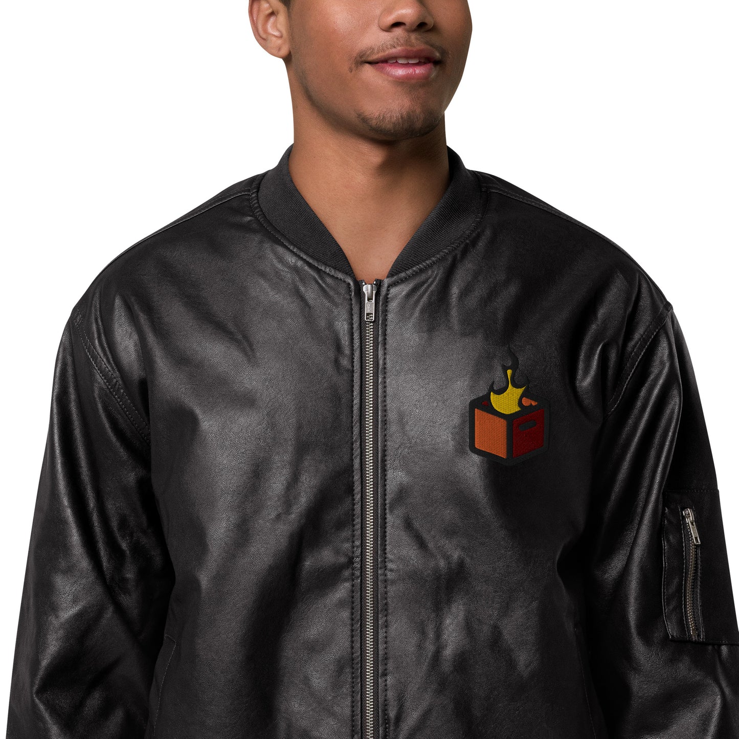 Crate Hackers Leather Bomber Jacket